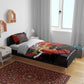 Central African Republic Bedding Set Red Black Nature Design and Buffalo - African Pride