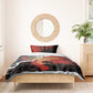Central African Republic Bedding Set Red Black Nature Design and Buffalo - African Pride