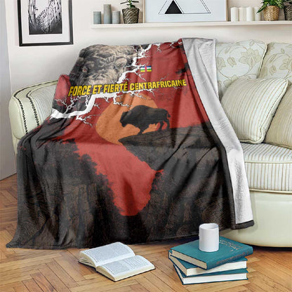 Central African Republic Blanket Red Black Nature Design and Buffalo - African Pride