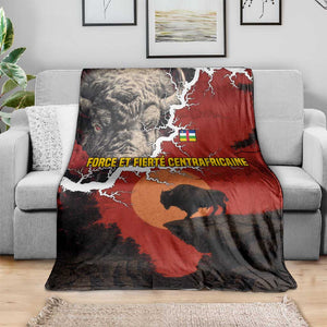 Central African Republic Blanket Red Black Nature Design and Buffalo - African Pride