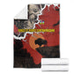 Central African Republic Blanket Red Black Nature Design and Buffalo - African Pride