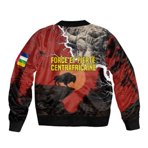 Central African Republic Bomber Jacket Red Black Nature Design and Buffalo - African Pride