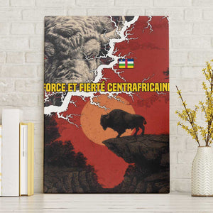 Central African Republic Canvas Wall Art Red Black Nature Design and Buffalo - African Pride