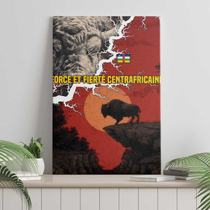 Central African Republic Canvas Wall Art Red Black Nature Design and Buffalo - African Pride
