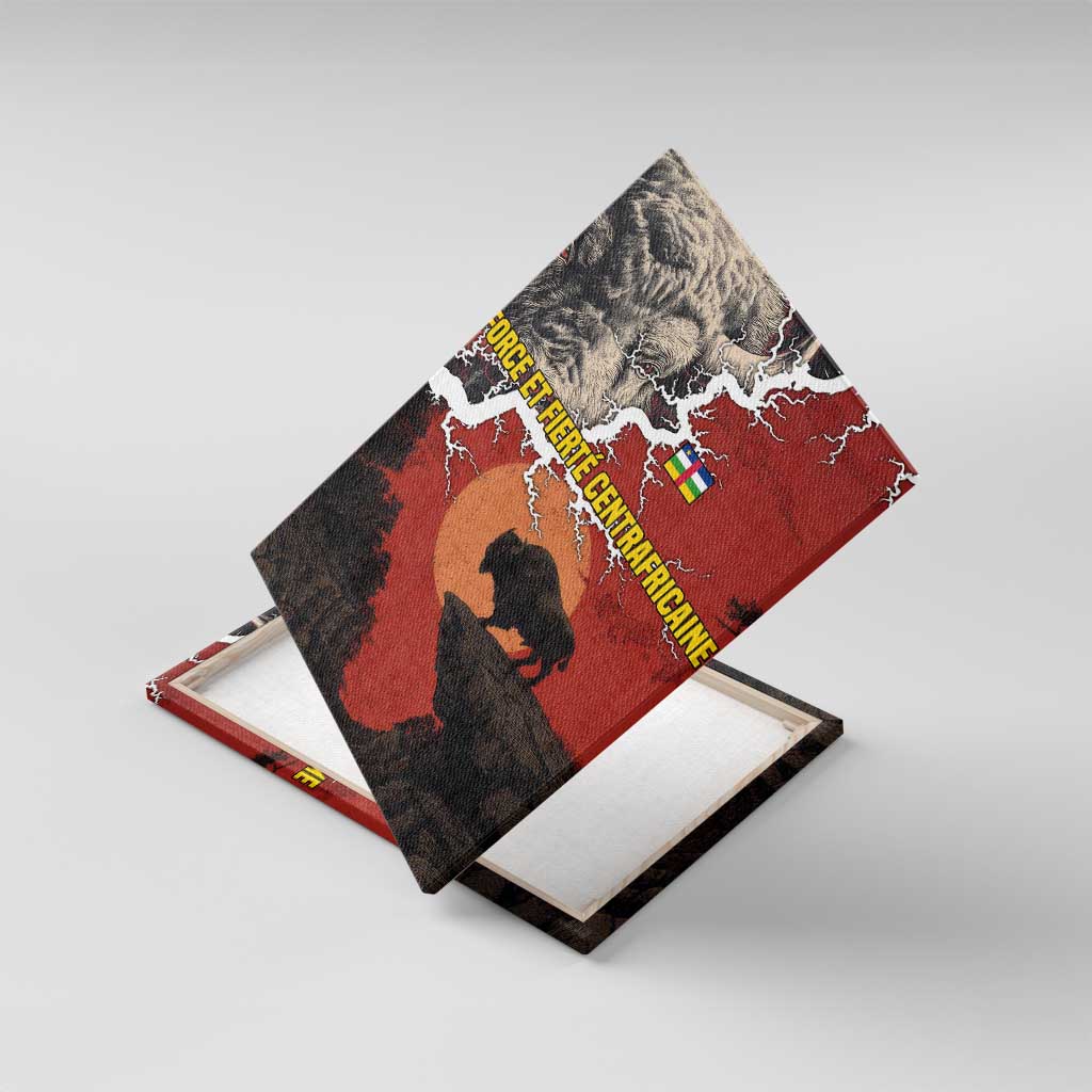 Central African Republic Canvas Wall Art Red Black Nature Design and Buffalo - African Pride