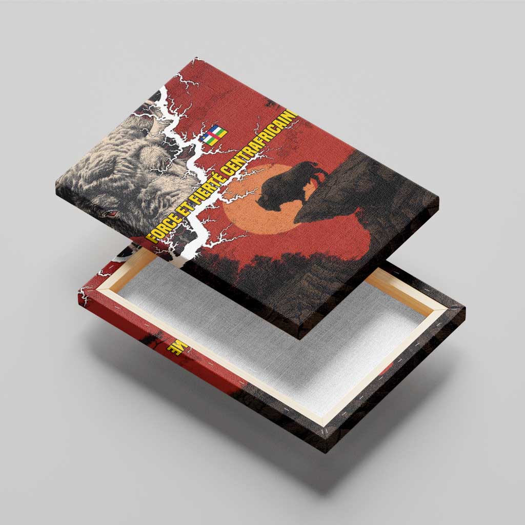 Central African Republic Canvas Wall Art Red Black Nature Design and Buffalo - African Pride