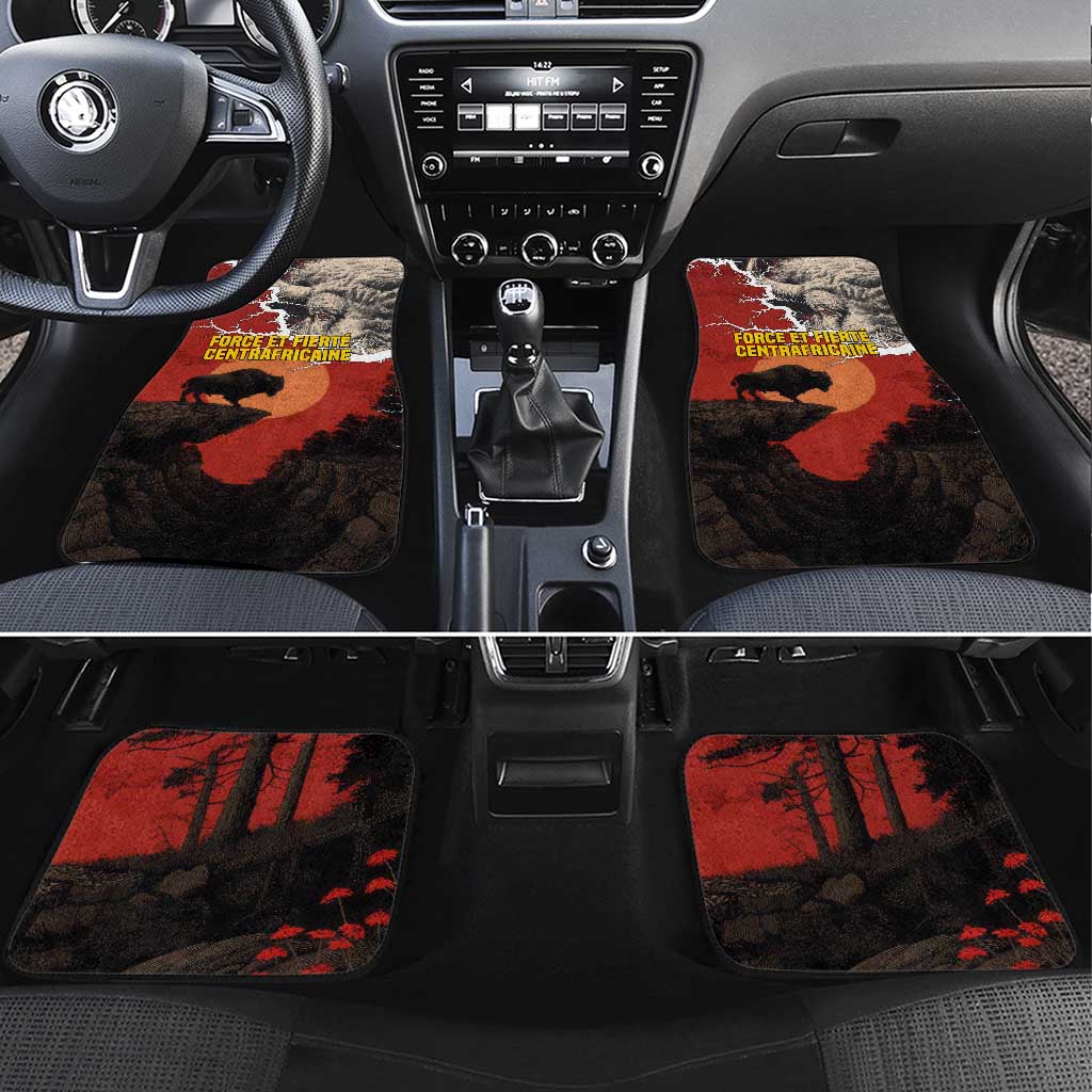 Central African Republic Car Mats Red Black Nature Design and Buffalo - African Pride