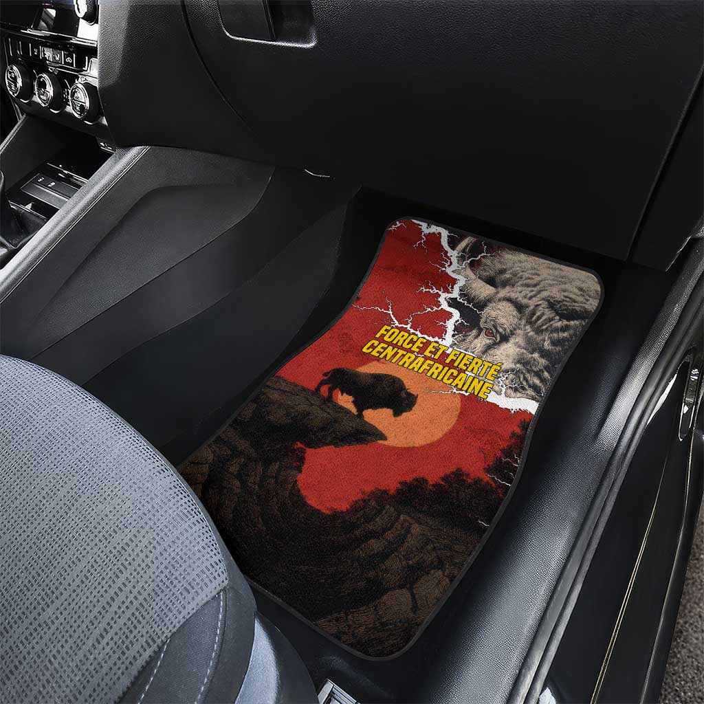 Central African Republic Car Mats Red Black Nature Design and Buffalo - African Pride