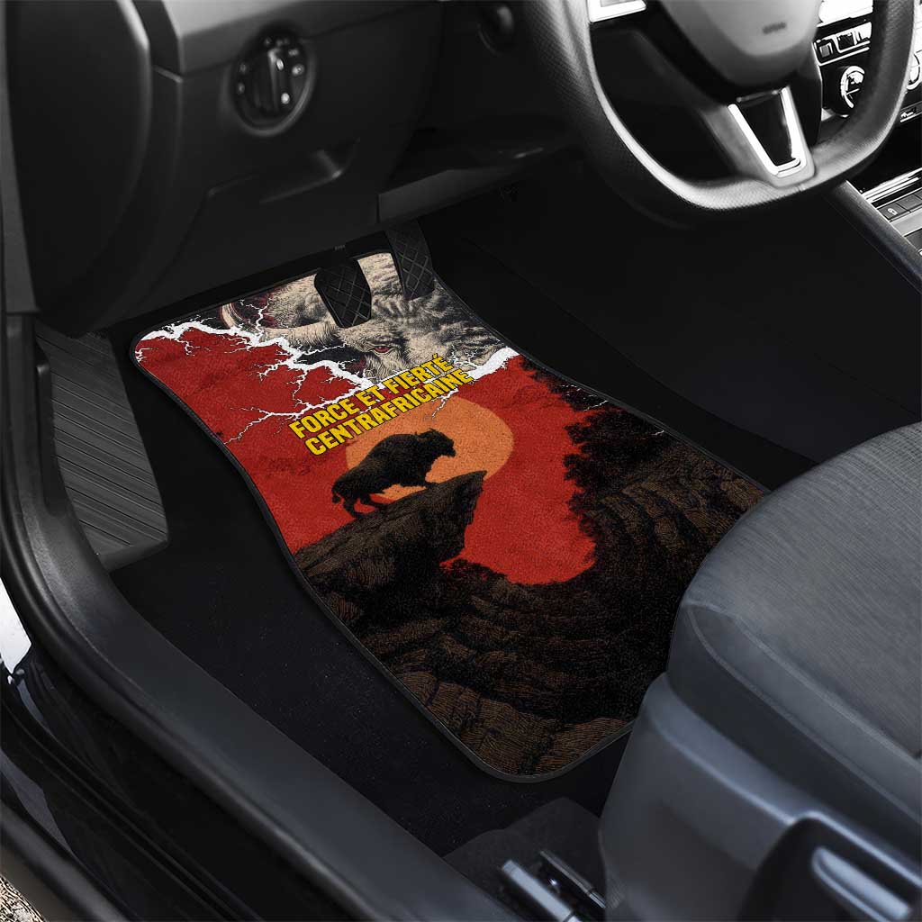 Central African Republic Car Mats Red Black Nature Design and Buffalo - African Pride