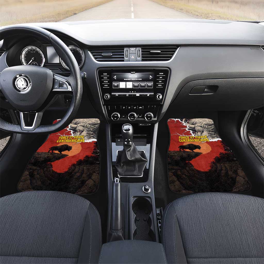 Central African Republic Car Mats Red Black Nature Design and Buffalo - African Pride