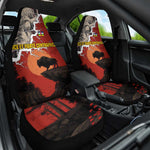 Central African Republic Car Seat Cover Red Black Nature Design and Buffalo - African Pride