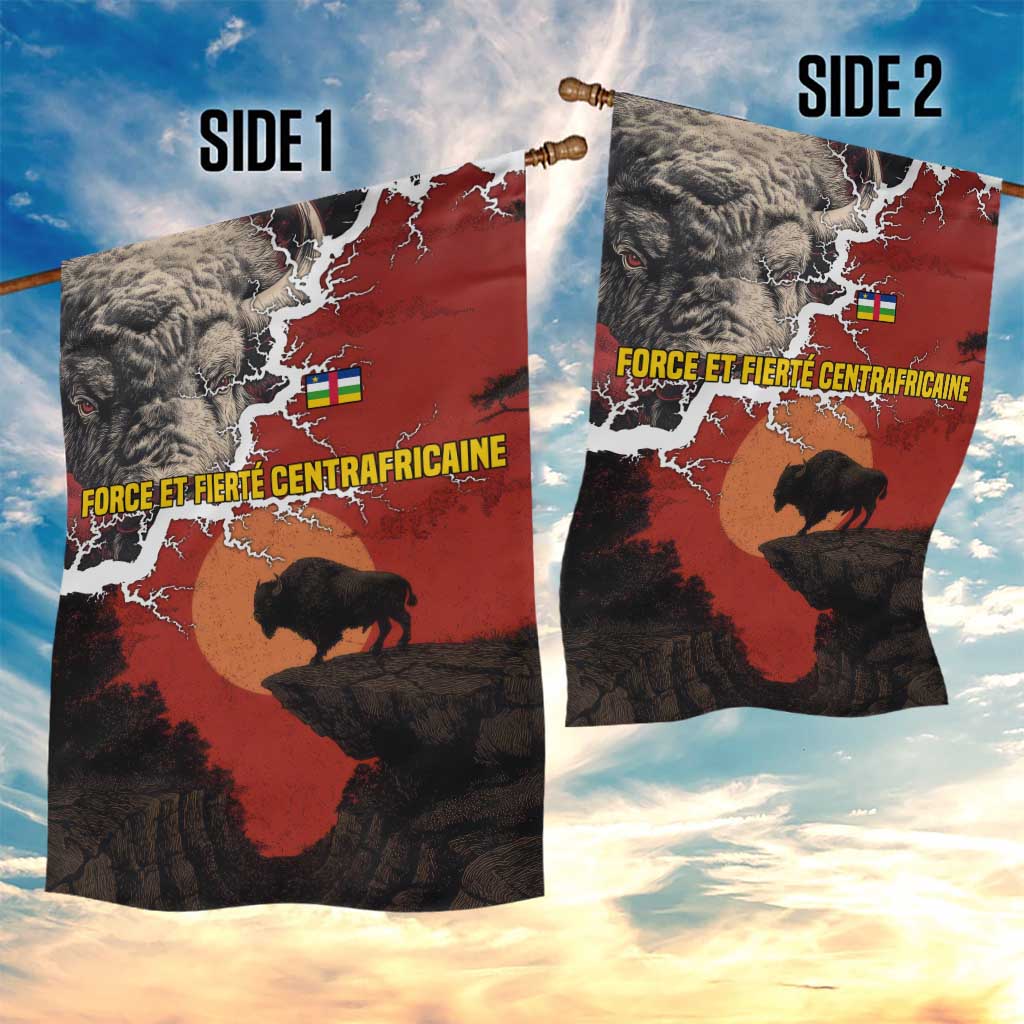 Central African Republic Garden Flag Red Black Nature Design and Buffalo - African Pride