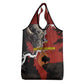 Central African Republic Grocery Bag Red Black Nature Design and Buffalo - African Pride