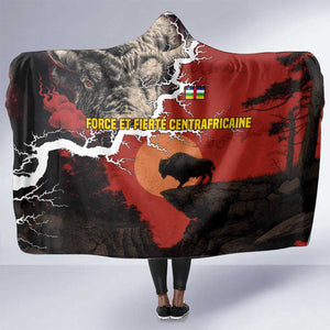 Central African Republic Hooded Blanket Red Black Nature Design and Buffalo - African Pride