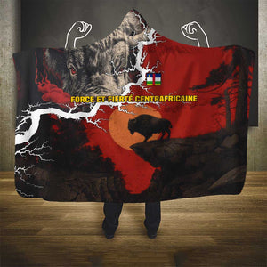 Central African Republic Hooded Blanket Red Black Nature Design and Buffalo - African Pride