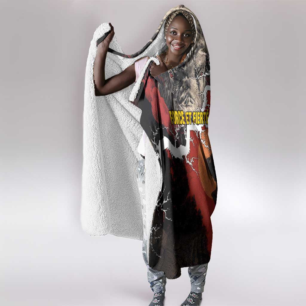 Central African Republic Hooded Blanket Red Black Nature Design and Buffalo - African Pride