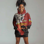 Central African Republic Hoodie Dress Red Black Nature Design and Buffalo - African Pride