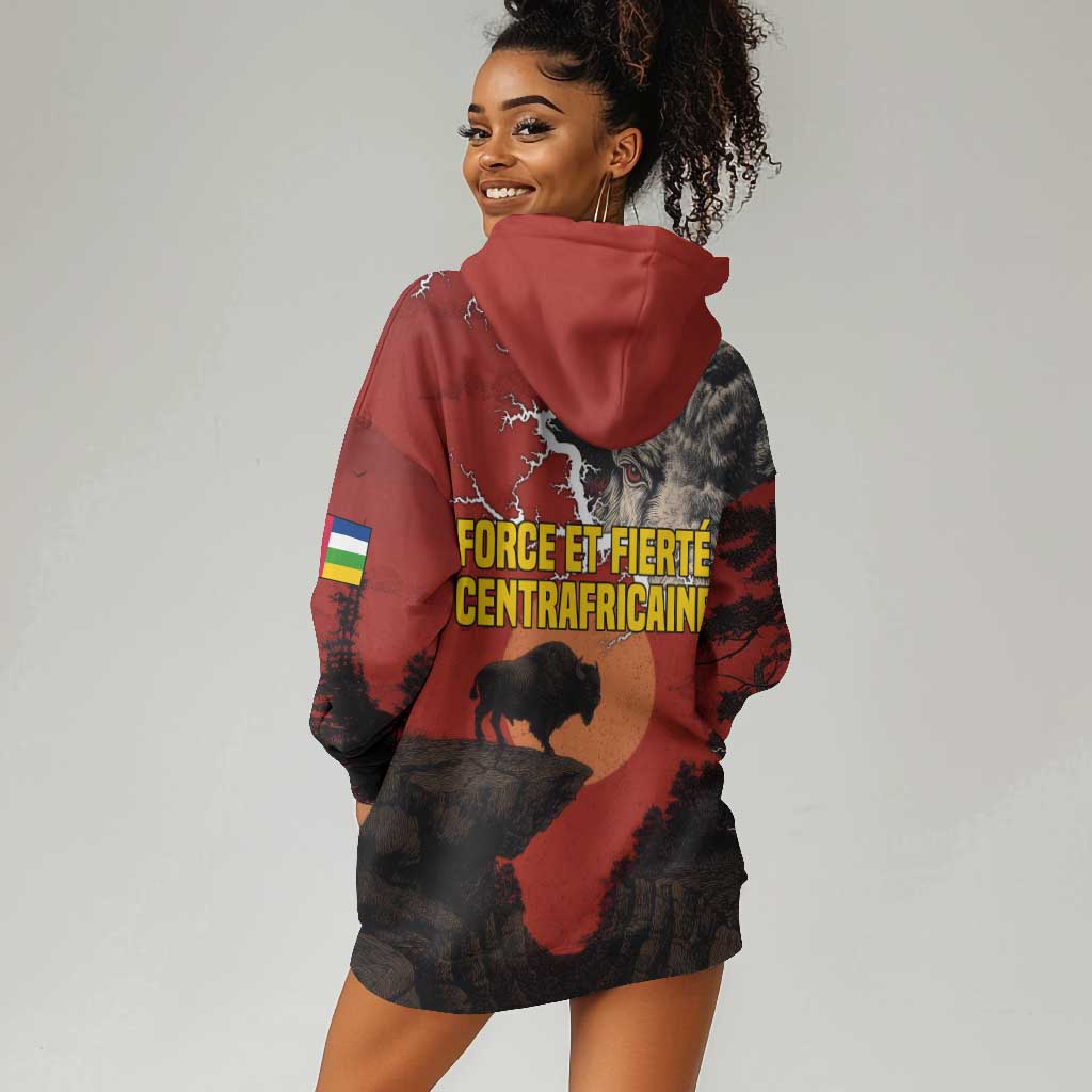 Central African Republic Hoodie Dress Red Black Nature Design and Buffalo - African Pride