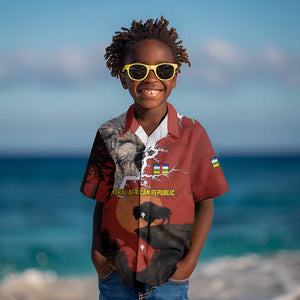 Central African Republic Kid Hawaiian Shirt Red Black Nature Design and Buffalo - African Pride