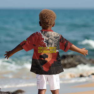 Central African Republic Kid Hawaiian Shirt Red Black Nature Design and Buffalo - African Pride