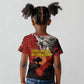 Central African Republic Kid T shirt Red Black Nature Design and Buffalo - African Pride