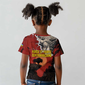 Central African Republic Kid T shirt Red Black Nature Design and Buffalo - African Pride