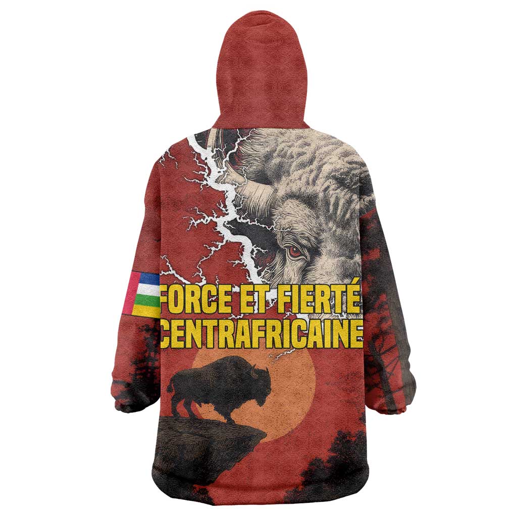 Central African Republic Kid Wearable Blanket Hoodie Red Black Nature Design and Buffalo - African Pride
