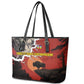 Central African Republic Leather Tote Bag Red Black Nature Design and Buffalo - African Pride