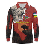 Central African Republic Long Sleeve Polo Shirt Red Black Nature Design and Buffalo - African Pride