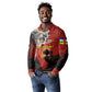 Central African Republic Long Sleeve Polo Shirt Red Black Nature Design and Buffalo - African Pride