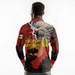 Central African Republic Long Sleeve Polo Shirt Red Black Nature Design and Buffalo - African Pride