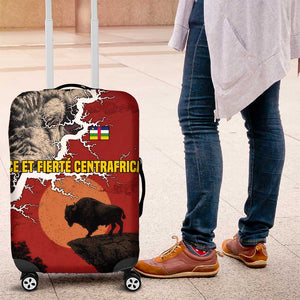 Central African Republic Luggage Cover Red Black Nature Design and Buffalo - African Pride
