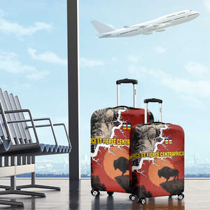 Central African Republic Luggage Cover Red Black Nature Design and Buffalo - African Pride