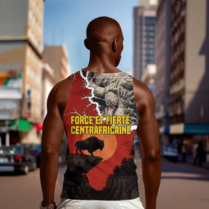 Central African Republic Men Tank Top Red Black Nature Design and Buffalo - African Pride