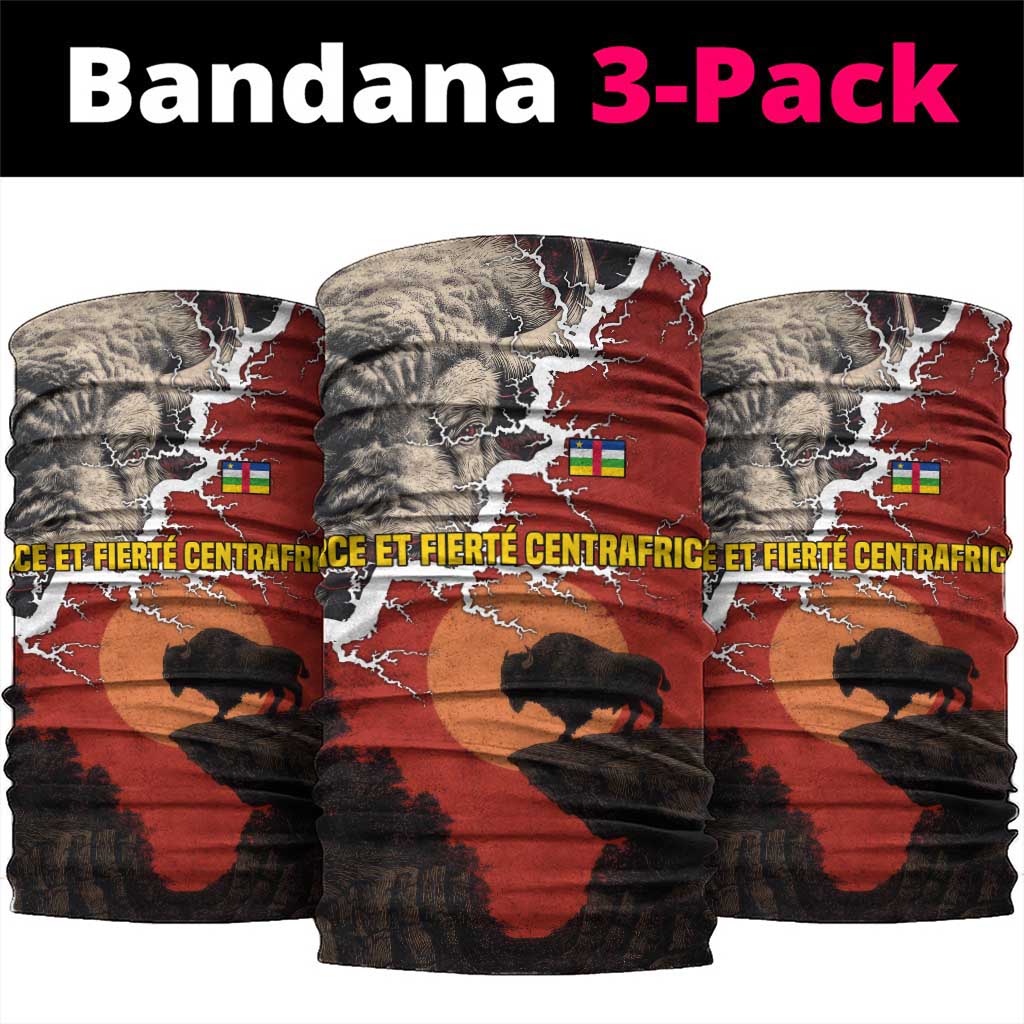 Central African Republic Neck Gaiter Red Black Nature Design and Buffalo - African Pride