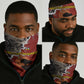 Central African Republic Neck Gaiter Red Black Nature Design and Buffalo - African Pride