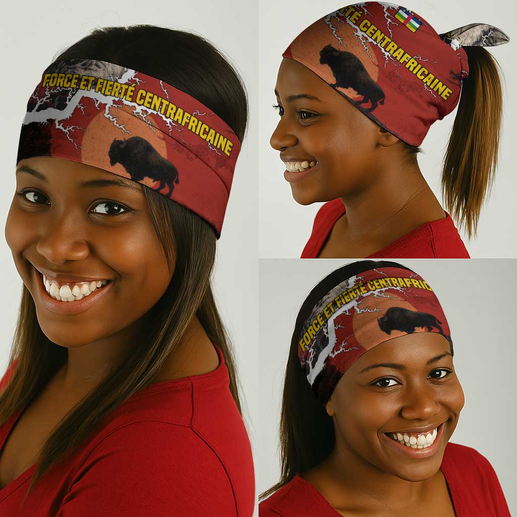 Central African Republic Neck Gaiter Red Black Nature Design and Buffalo - African Pride