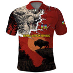 Central African Republic Polo Shirt Red Black Nature Design and Buffalo - African Pride