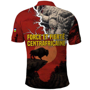 Central African Republic Polo Shirt Red Black Nature Design and Buffalo - African Pride