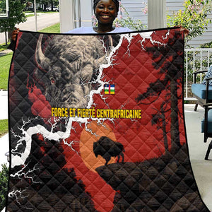 Central African Republic Quilt Red Black Nature Design and Buffalo - African Pride