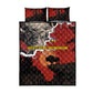 Central African Republic Quilt Bed Set Red Black Nature Design and Buffalo - African Pride