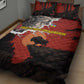 Central African Republic Quilt Bed Set Red Black Nature Design and Buffalo - African Pride