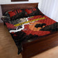 Central African Republic Quilt Bed Set Red Black Nature Design and Buffalo - African Pride