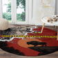 Central African Republic Round Carpet Red Black Nature Design and Buffalo - African Pride