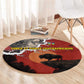 Central African Republic Round Carpet Red Black Nature Design and Buffalo - African Pride
