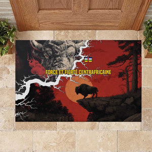 Central African Republic Rubber Doormat Red Black Nature Design and Buffalo - African Pride