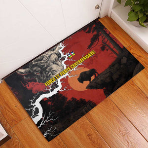 Central African Republic Rubber Doormat Red Black Nature Design and Buffalo - African Pride