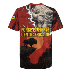 Central African Republic Rugby Jersey Red Black Nature Design and Buffalo - African Pride