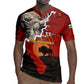 Central African Republic Rugby Jersey Red Black Nature Design and Buffalo - African Pride