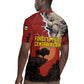 Central African Republic Rugby Jersey Red Black Nature Design and Buffalo - African Pride